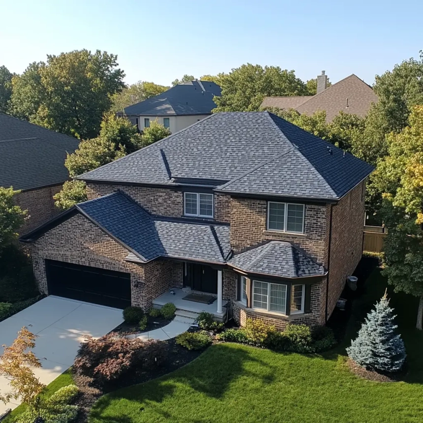 Brick home with a durable roof installation by trusted roofing contractors in Wheaton, IL, using high-quality Atlas shingles.