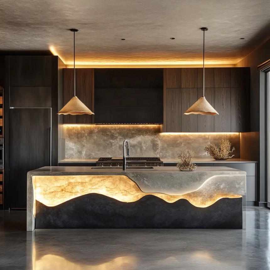 Unique contemporary kitchen island lighting using recycled materials, offering both style and sustainability.