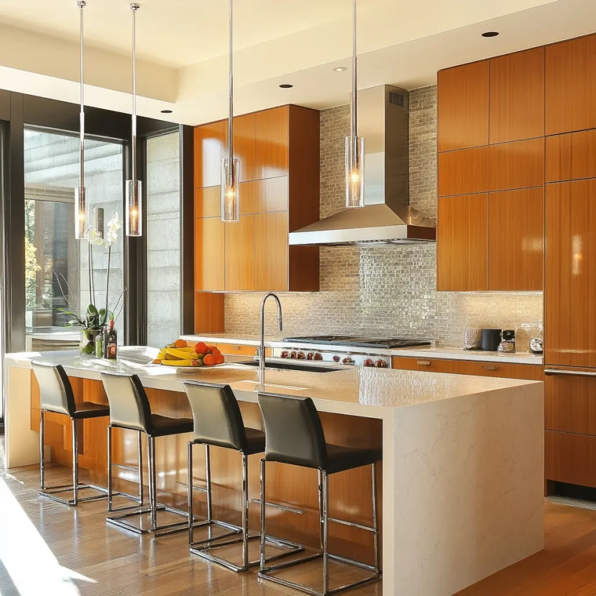 Contemporary kitchen design by a top kitchen remodeling contractor in Aurora, IL, featuring high-quality materials and modern appliances.