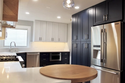 Custom white oak round built-in table top