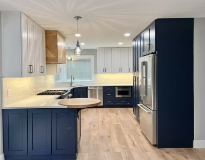 Recessed can lighting + custom counter