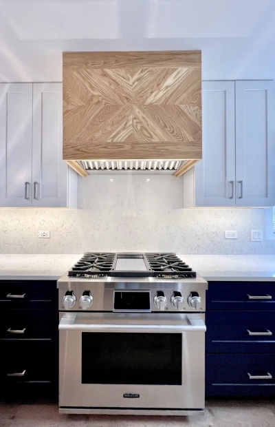 Custom made white oak range hood
