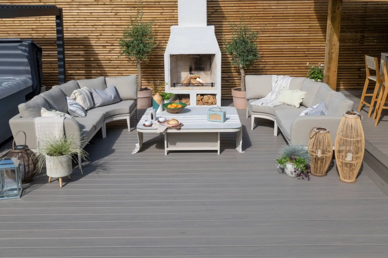 Low Maintenance Composite Deck with Fireplace in Plainfield, IL