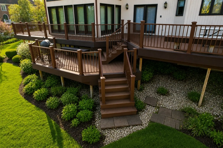 Composite deck construction process in Lombard IL by Naperville Roofing and Construction
