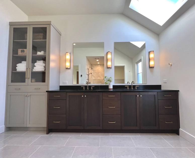 Dark Stained Bathroom Cabinets + Custom Storage - Plainfield, IL, IL