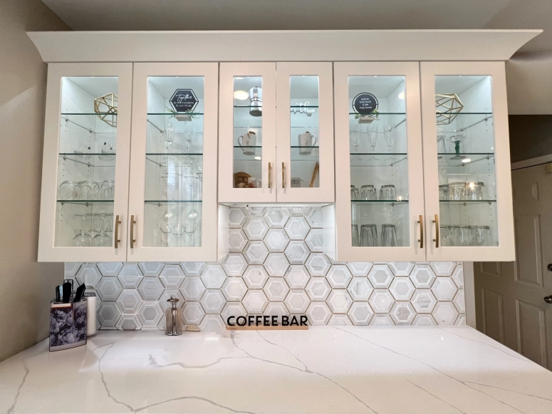 Glass Cabinet Doors + Tile Backsplash in Naperville, IL