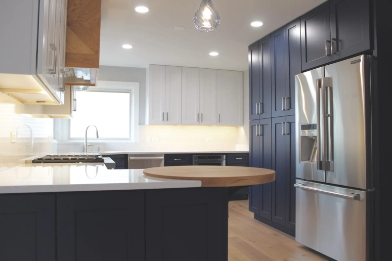 Custom Quartz + Butcher block counter in Naperville, IL